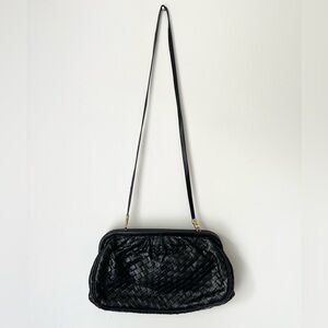 Vintage Meyers USA Bag Black Woven Leather Purse Clutch Crossbody